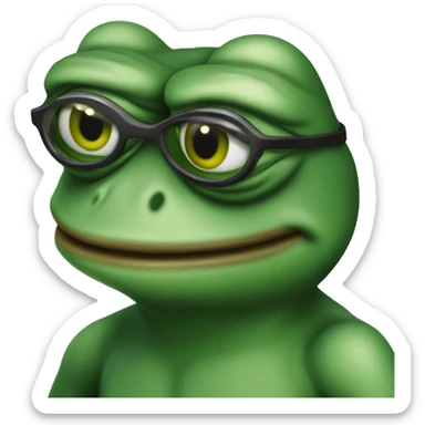 a pepe frog as a software developer sticker