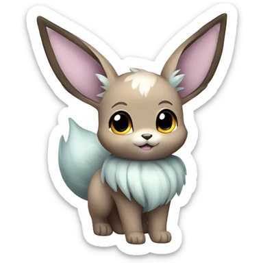 Kawaii Shiny Pastel Grey Eevee Full Body sticker