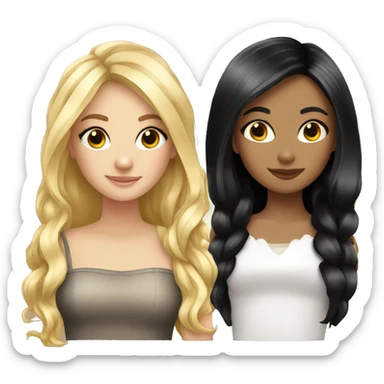 Best friends girls. Blonde and black hair girl fancy  sticker