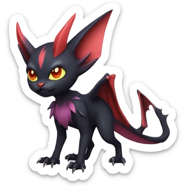  Kawaii Edgy Cool Vampiric Demonic Beautiful Noivern-Nargacuga-Litten with big Bat Ears full body sticker