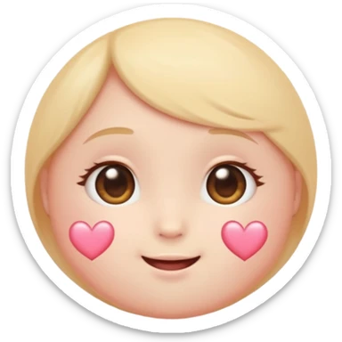 “Soft pastel cute round emoji, gentle blush, shy sparkling eyes looking down, small trembling smile, tiny hidden heart, subtle glow, warm romantic vibe, glossy, adorable, high-quality.” sticker