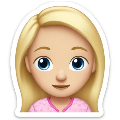 Blonde and blue eyed girl in pink pajamas going to sleep  sticker