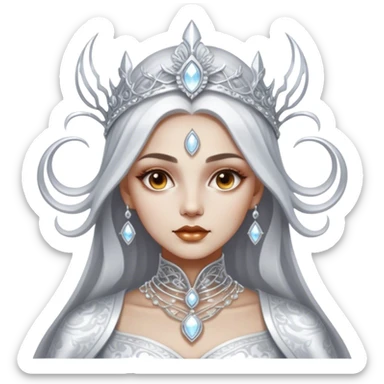 Cinematic, Ultra realistic 32k HD, hauntingly beautiful woman, Balanced features, highly detailed, glowing with silver light, high shine, remembrance, a painting of white silver, fanciful, enchanting, ghostly. The image is so lifelike it feels as though it could leap off the canvas at any moment sticker