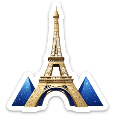 Eiffel Tower glittering with sparkles, night sky sticker