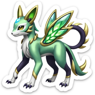  Exotic Meloetta-Zygarde-Renamon-Protogen-Palkia-hybrid-fusion-Fakémon-creature, full body sticker