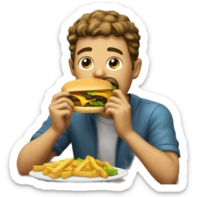 guy eating cheeseburger  sticker