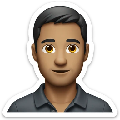 create an emoji of a dark-haired man with straight hair wearing a polo shirt sticker