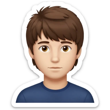 A young man with fluffy bangs styled in a 7:3 part. sticker