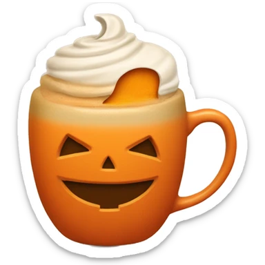Pumpkin apice latte in a gradient orange mug with a pumpkin on the mug sticker