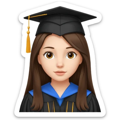 young brunette girl long hair university graduate sticker