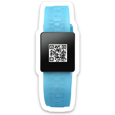 Light blue wristband with QR code on wrist  sticker