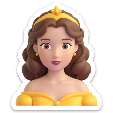 Disney Princess Belle from Beauty and the Beast with brown hair and face with freckles sticker