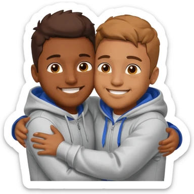 two happy brown skin guys hugging, in hoodies sticker