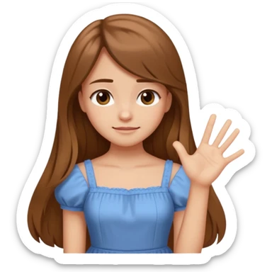 fake costumer loyalty, girl that doesn't care, she is like whatever, brown long hair, cute dress and her hand showing like i dont care whatever, make her look little bit bored sticker