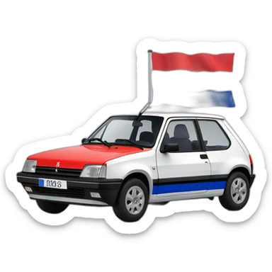 french flag with peugeot 205 sticker