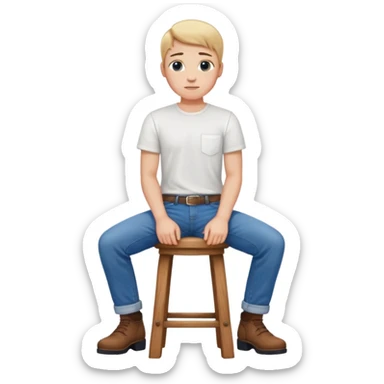 a person sitting on stool with backs turned

 sticker