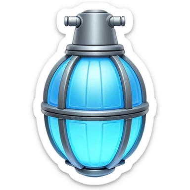 Clash of Clans aesthetic: Cinematic Playful 3D Isometric Plasma Grenade Emoji, rendered in a 3D vector-style similar to standard emojis with minimal shading and bold, simplified shapes. A compact, distinct form with signature details, softly glowing with a futuristic sci-fi warfare charm. Simplified yet unmistakably iconic, highly detailed and consistent, glowing with a soft radiance and high shine. Stylized with a touch of high-tech brilliance and a soft glowing outline, capturing the essence of a beloved gaming relic with a friendly, playful manner! sticker