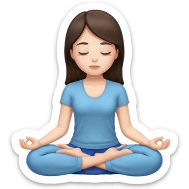White brunette girl sitting meditating with her eyes closed sticker