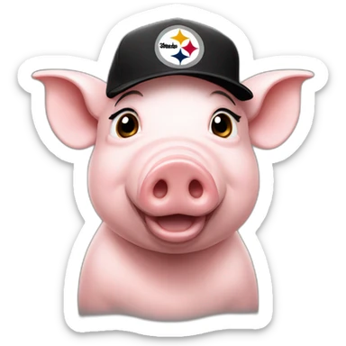 Pig with pittsburgh steelers cap sticker