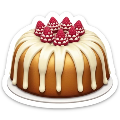 white frosting with white chocolate raspberries bundt cake sticker