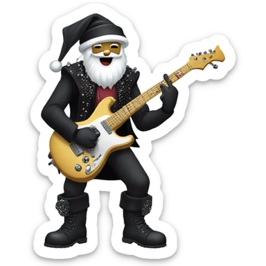 Goth Santa Claus playing the guitar. No black face. Lots of jewelry  sticker