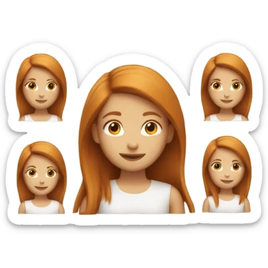A girl has ginger, straight hair. Her hair is long. She’s smiling sticker