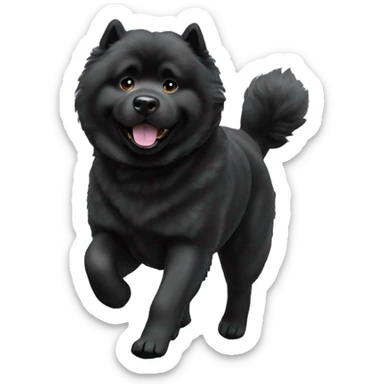 A prancing black chow dog playing in a snow storm  sticker