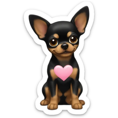 yorkshire+heart+chihuaua+black sticker