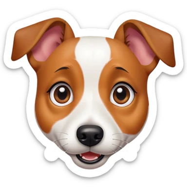 Cinematic Comical Jack Russell Terrier Portrait Emoji, Head tilted dramatically with an exaggeratedly shocked expression, featuring a perky, agile body with wide, comically expressive eyes full of playful disbelief and animated, perked ears, Simplified yet hilariously expressive features, highly detailed, glowing with a slightly sassy glow, high shine, dramatic yet playful, stylized with an air of cheeky canine mischief, soft glowing outline, capturing the essence of a meme-worthy Jack Russell Terrier that looks ready to side-eye its way into viral fame! sticker