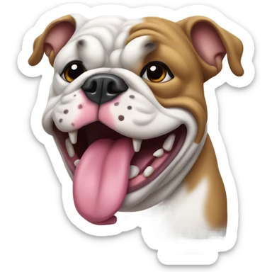 Deaf bulldog with tongue sticking out sticker