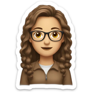 Girl with brown long thick hair and brown glasses driving a car sticker
