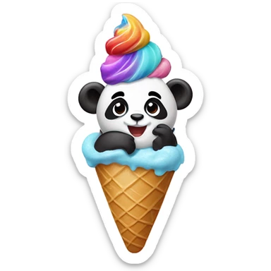 Panda eating ice creams  sticker