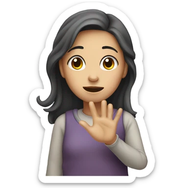 a sad girl waving goodbye sticker