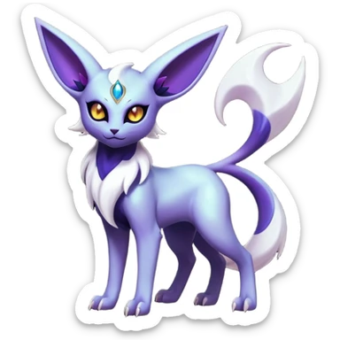 Shiny Exotic Badass Mystical Mysterious Gothic Espeon-Absol-Pokémon-Fakémon-hybrid-creature (full body) sticker