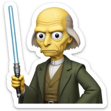 Mr burns with a light sabre  sticker