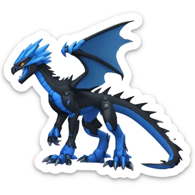  Cool Edgy Black Blue Digimon-Fakemon-Raptor-Dragon-Mecha full body sticker