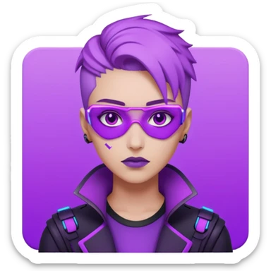 neutre gender neon cyberpunk light purple, I don't want you to use props sticker