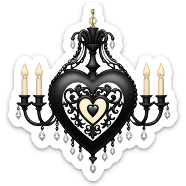 goth heart with a gothic chandelier sticker