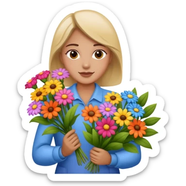 a beautiful bouquet of flowers in the hands of a florist sticker