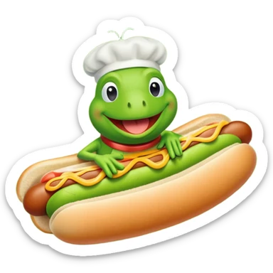 Kermit the frog in a hot dog costume sticker