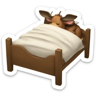 Moose tucked in bed by lynx cat sticker