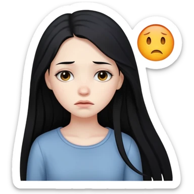 Pale girl with long black hair sad sticker