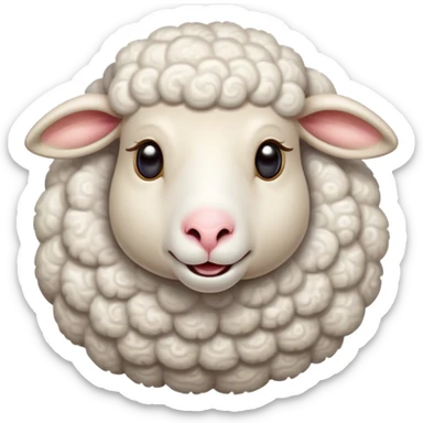 Cinematic Comical Sheep Portrait Emoji, Head tilted dramatically with an exaggeratedly amused expression, featuring a strikingly fluffy white fleece with a quirky pattern and wide, expressive eyes filled with playful disbelief, Simplified yet hilariously expressive features, highly detailed, glowing with a slightly sassy glow, high shine, dramatic yet playful, stylized with an air of cheeky mischief, bright and endearing, soft glowing outline, capturing the essence of a spirited and over-the-top sheep, so meme-worthy it feels like it could baa its way into internet fame instantly! sticker