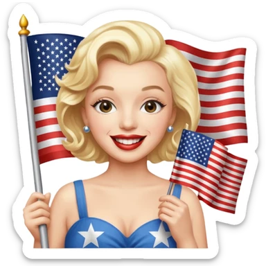 Marilyn Monroe, with american flag sticker
