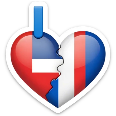 a heart divided in half containing the flag of France on one side and flags from around the world on the other sticker