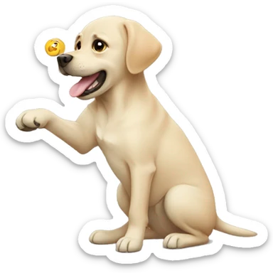 Labrador trying to catch his own tail sticker