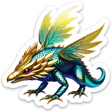  Epic legendary warm-colored fir fiery sunny rare glowing mechanical Shiny sparkly transparent bioluminescent luminescent vibrant bright pastel dark exotic iridescent colorful gradients futuristic modern metallic glossy glittery fantasy-cyber-Fakémon-Vernid-creature sticker
