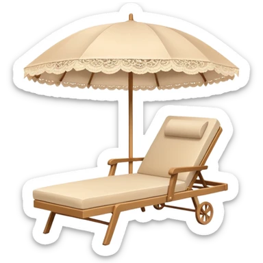 summer beige chaise lounge with beautiful beige lace umbrella sticker