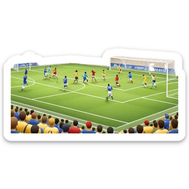 An icon showing close-up players in action, inspired by EA Sports FC 25. The design features players on the field, with the stadium lights shining brightly and a lively crowd in the stands. Transparent background highlights the energy and excitement of the match. sticker