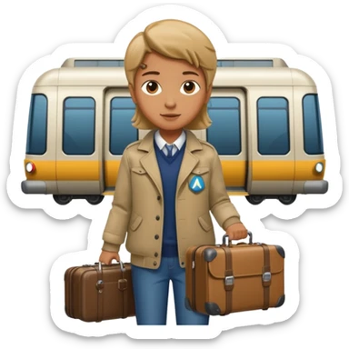 Rider with suitcase,Metro Riders, inside metro train, no transparent, with background,full image , negative transparent, positive background. sticker